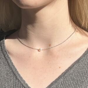 NEW Brandy Melville Silver Dainty Chain Choker Necklace w/ Faux Pearl